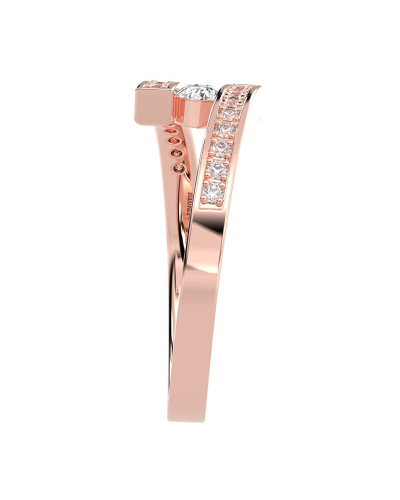 Solitaire Accompagné Diamant Rond en or rose