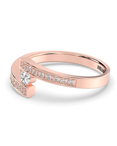 Solitaire Accompagné Diamant Rond en or rose