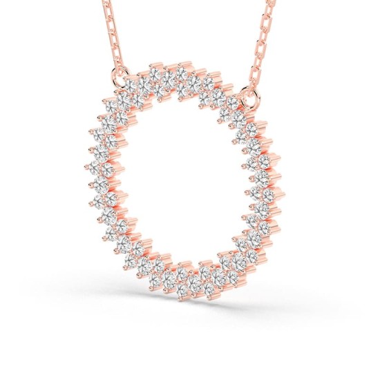 Collier rond double rangs de diamants en or rose 750