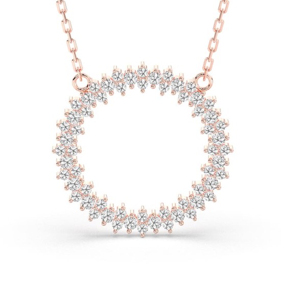 Collier rond double rangs de diamants en or rose 750