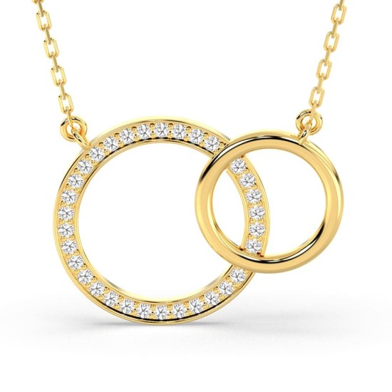 Collier double anneaux diamants en or jaune
