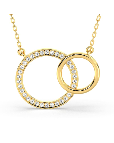 Collier double anneaux diamants en or jaune