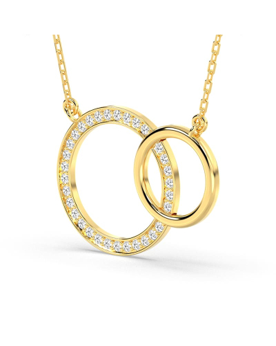 Collier double anneaux diamants en or jaune