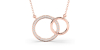 Collier double anneaux diamants en or rose