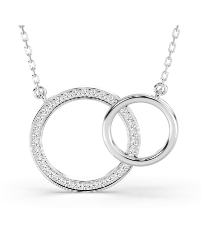 Collier double anneaux diamants en or blanc