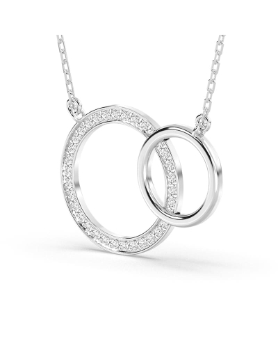 Collier double anneaux diamants en or blanc