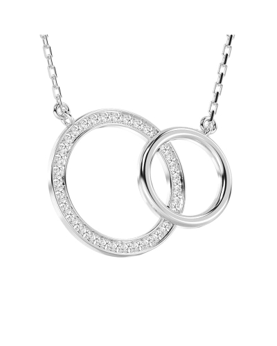 Collier double anneaux diamants en or blanc
