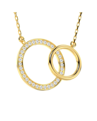 Collier double anneaux diamants en or jaune
