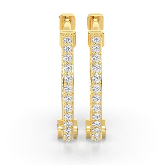 Boucles d'oreilles créoles de diamants en or jaune