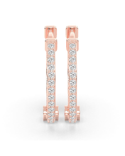 Boucles d'oreilles créoles de diamants en or rose