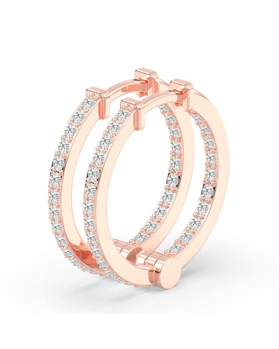 Boucles d'oreilles créoles de diamants en or rose