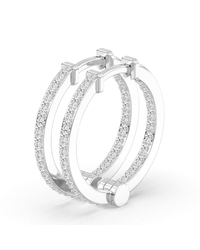 Boucles d'oreilles créoles de diamants en or blanc