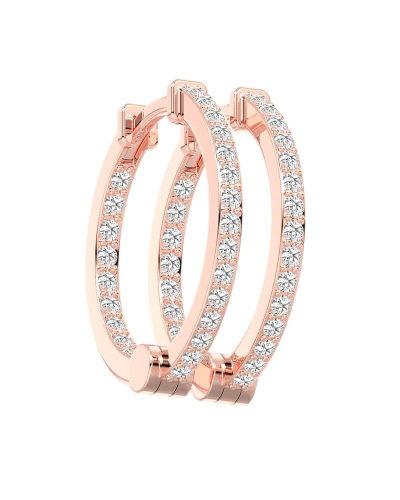 Boucles d'oreilles créoles de diamants en or rose