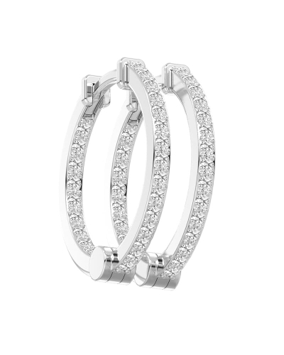 Boucles d'oreilles créoles de diamants en or blanc