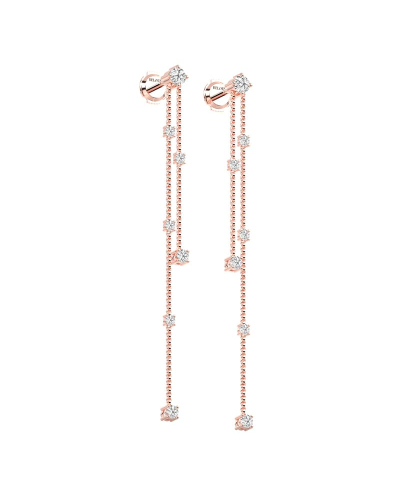 Boucles d'oreilles pendantes Diamants en or rose