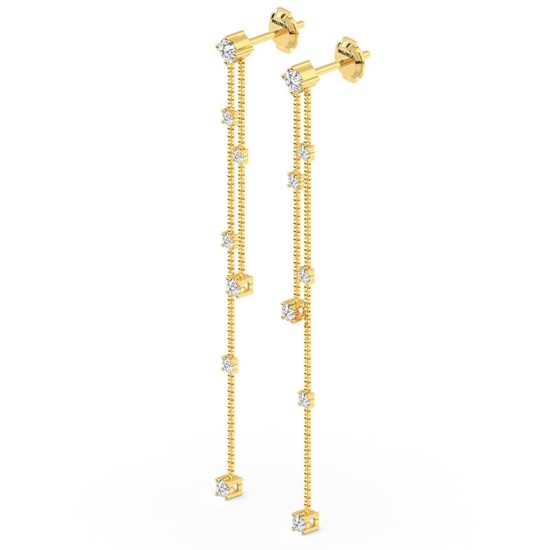Boucles d'oreilles pendantes Diamants en or jaune