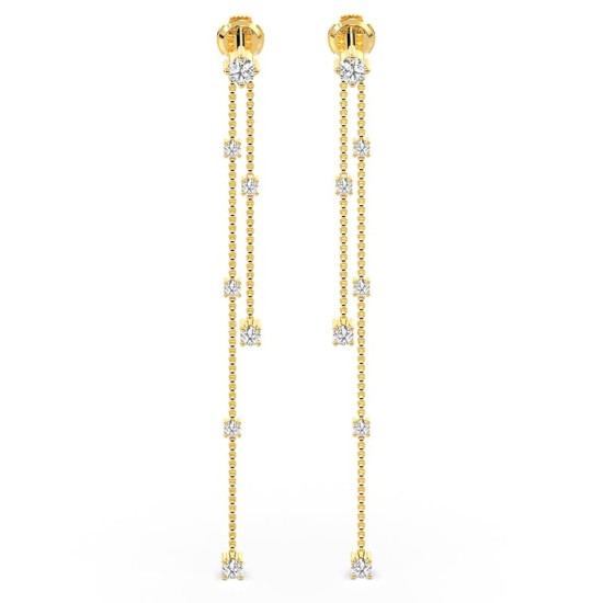 Boucles d'oreilles pendantes Diamants en or jaune