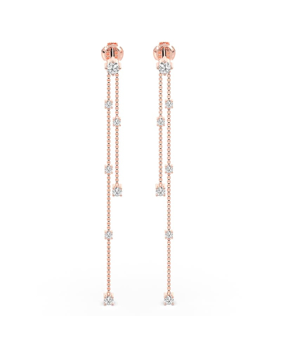 Boucles d'oreilles pendantes Diamants en or rose