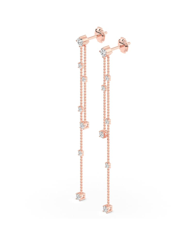 Boucles d'oreilles pendantes Diamants en or rose