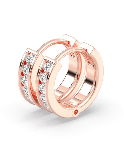 créoles serties de 12 diamants avec or rose