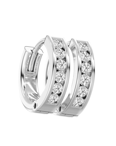 créoles serties de 12 diamants avec or blanc