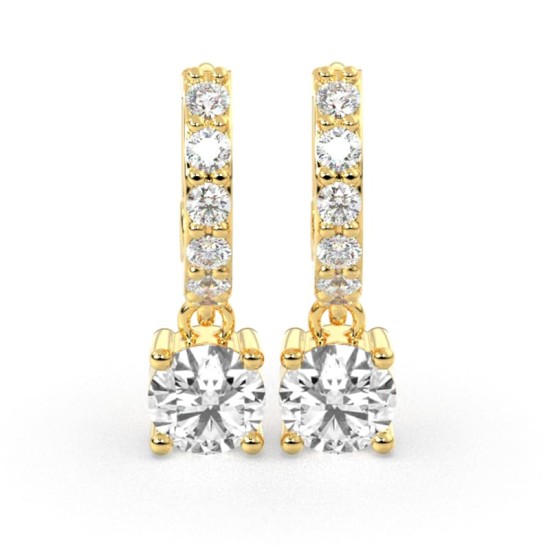 Boucles d'oreilles Créoles Diamants en or jaune