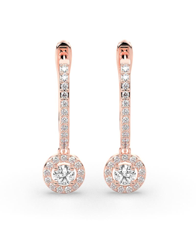 Boucles d'oreilles Dormeuses Diamants en or rose