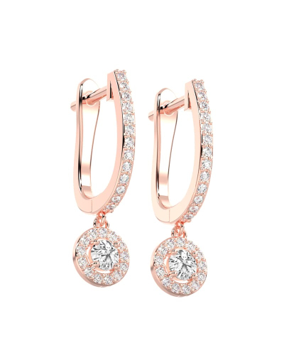 Boucles d'oreilles Dormeuses Diamants en or rose