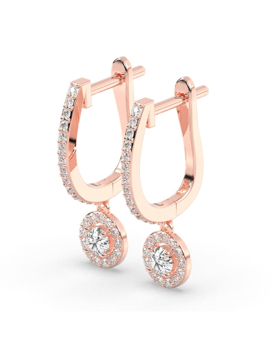 Boucles d'oreilles Dormeuses Diamants en or rose