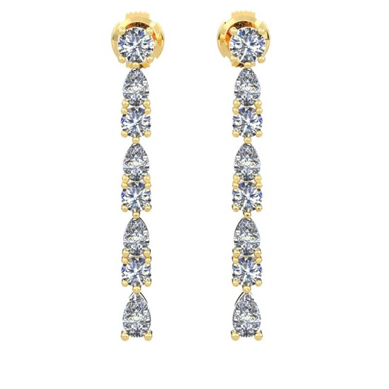 Boucles d'oreilles Pendantes Diamants en or jaune