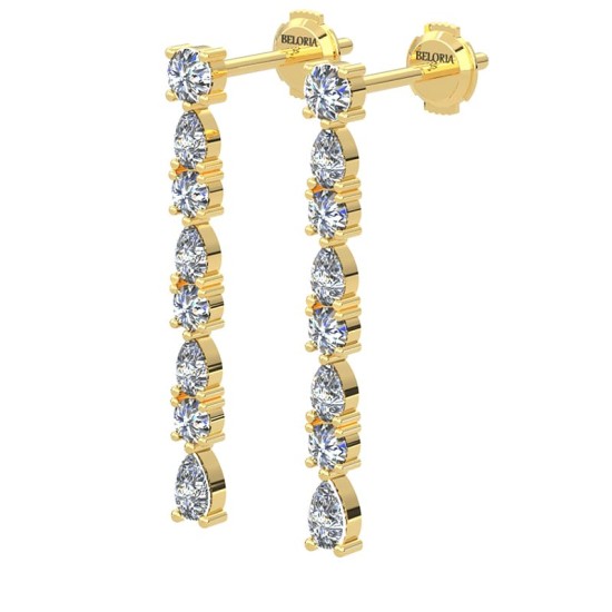 Boucles d'oreilles Pendantes Diamants en or jaune