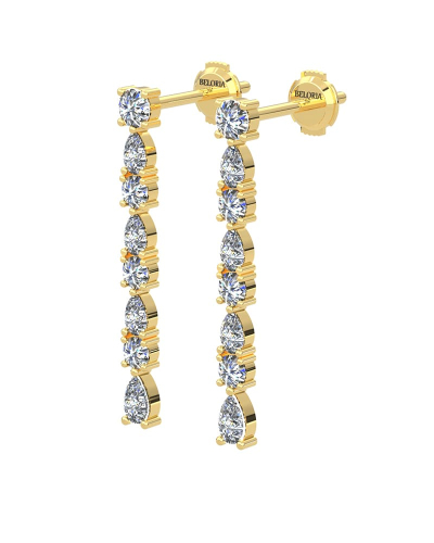 Boucles d'oreilles Pendantes Diamants en or jaune