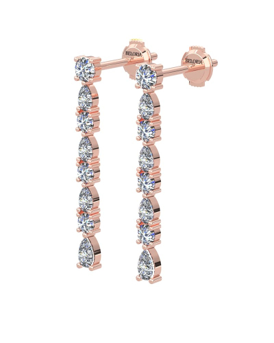 Boucles d'oreilles Pendantes Diamants en or rose