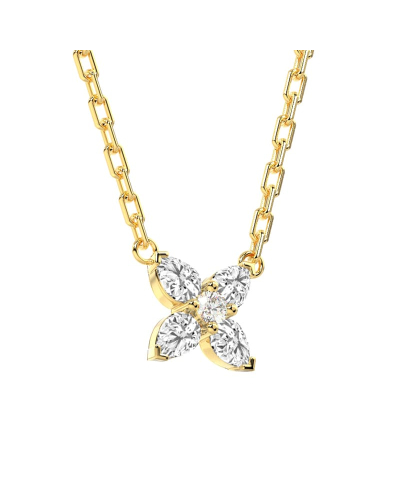 Collier fleurs diamants pour femme en or jaune