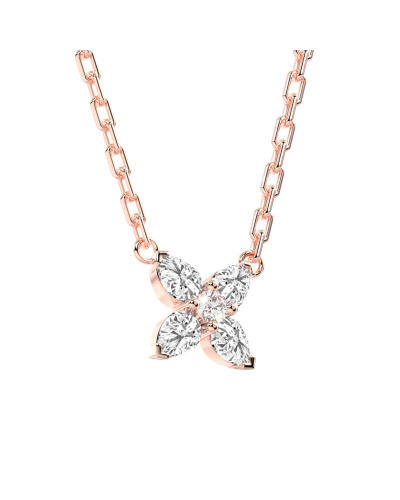 Collier fleurs diamants pour femme en or rose