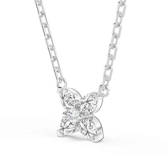 Collier fleurs diamants pour femme en or blanc