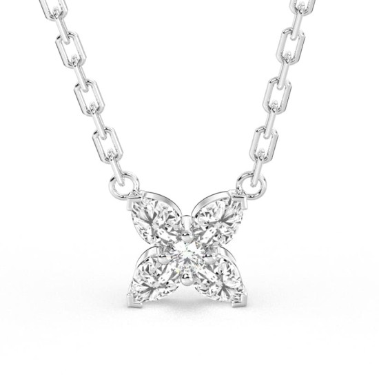 Collier fleurs diamants pour femme en or blanc