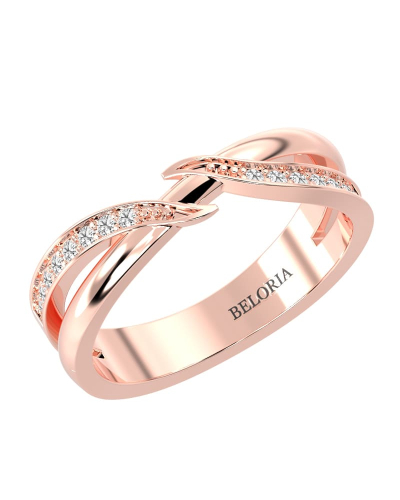 Alliance diamants en or rose 750