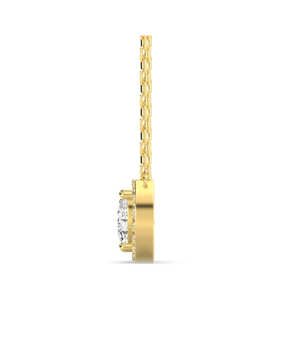 collier Diamant Poire Halo et Rond Halo en or jaune