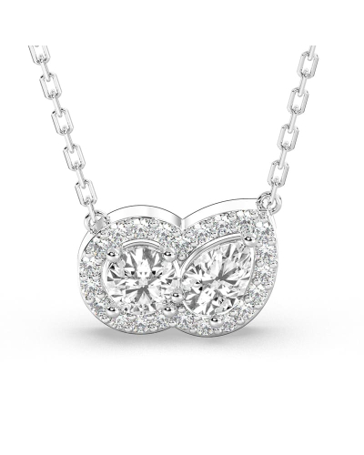 collier Diamant Poire Halo et Rond Halo en or blanc