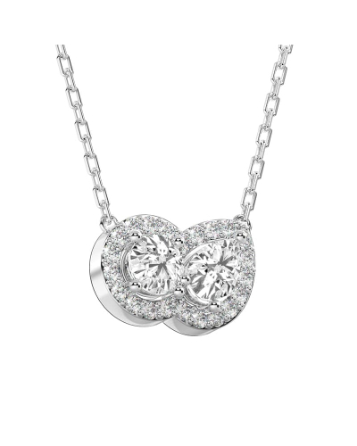 collier Diamant Poire Halo et Rond Halo en or blanc