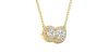 collier Diamant Poire Halo et Rond Halo en or jaune