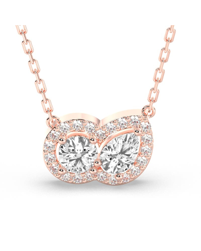 collier Diamant Poire Halo et Rond Halo en or rose
