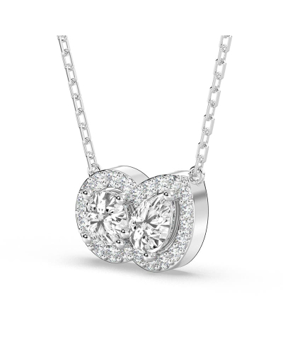 collier Diamant Poire Halo et Rond Halo en or blanc