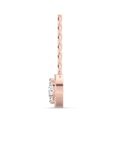 collier Diamant Poire Halo et Rond Halo en or rose