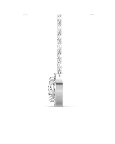 collier Diamant Poire Halo et Rond Halo en or blanc