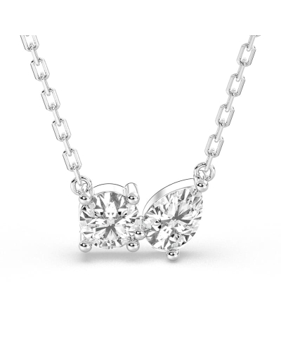 Collier Diamant Poire et Rond en or blanc