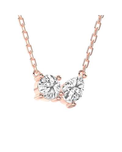 Collier Diamant Poire et Rond en or rose