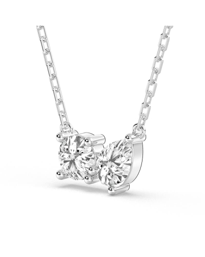 Collier Diamant Poire et Rond en or blanc