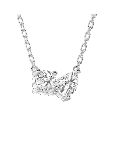Collier Diamant Poire et Rond en or blanc